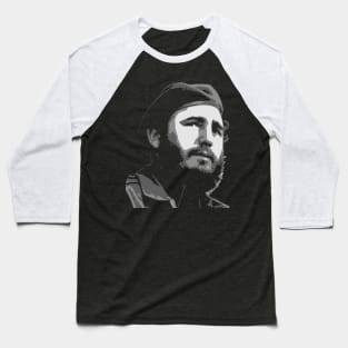 Fidel Castro Black and White Baseball T-Shirt